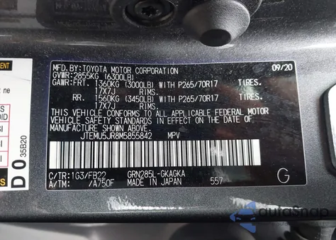 2021 Toyota 4Runner Sr5 from USA, damaged, VIN JTEMU5JR8M5855842